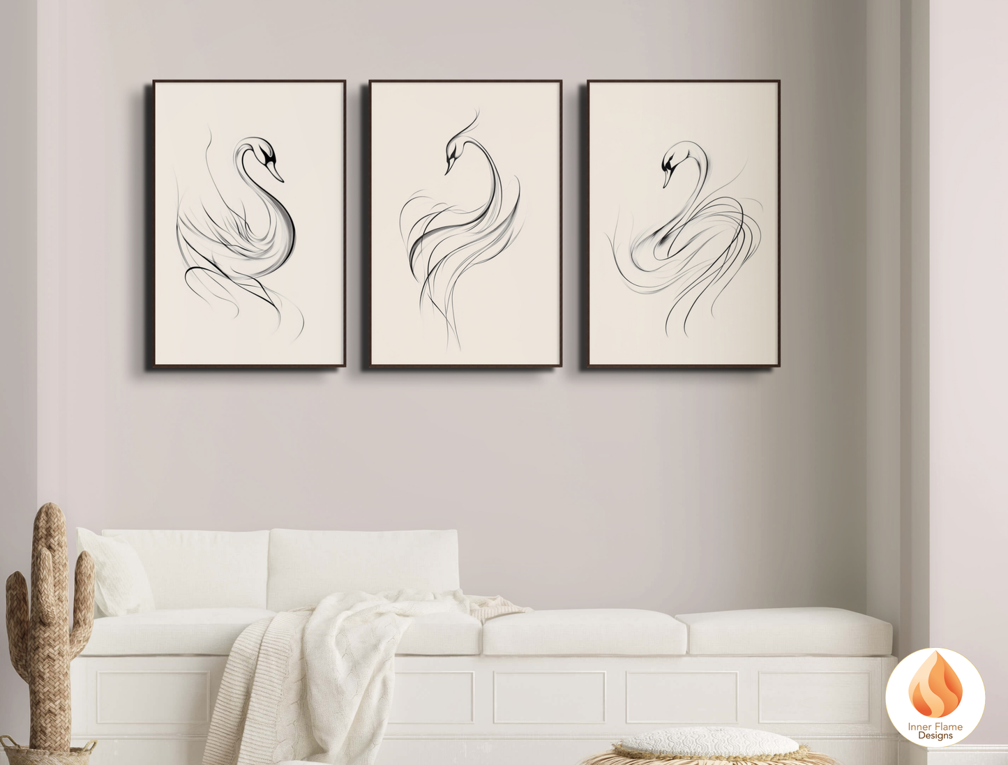 Delicate Line Art for Modern Home Design | Triptych Artwork