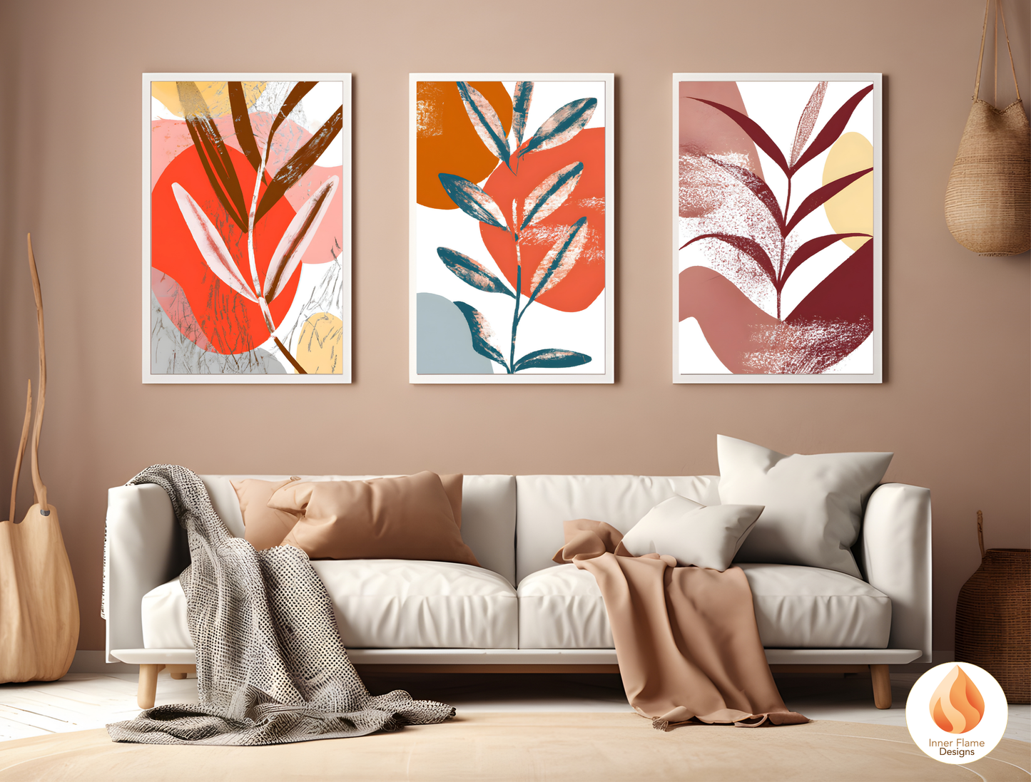 Bright Boho Wall Art Décor for Modern Home Design | Four Piece Wall Art