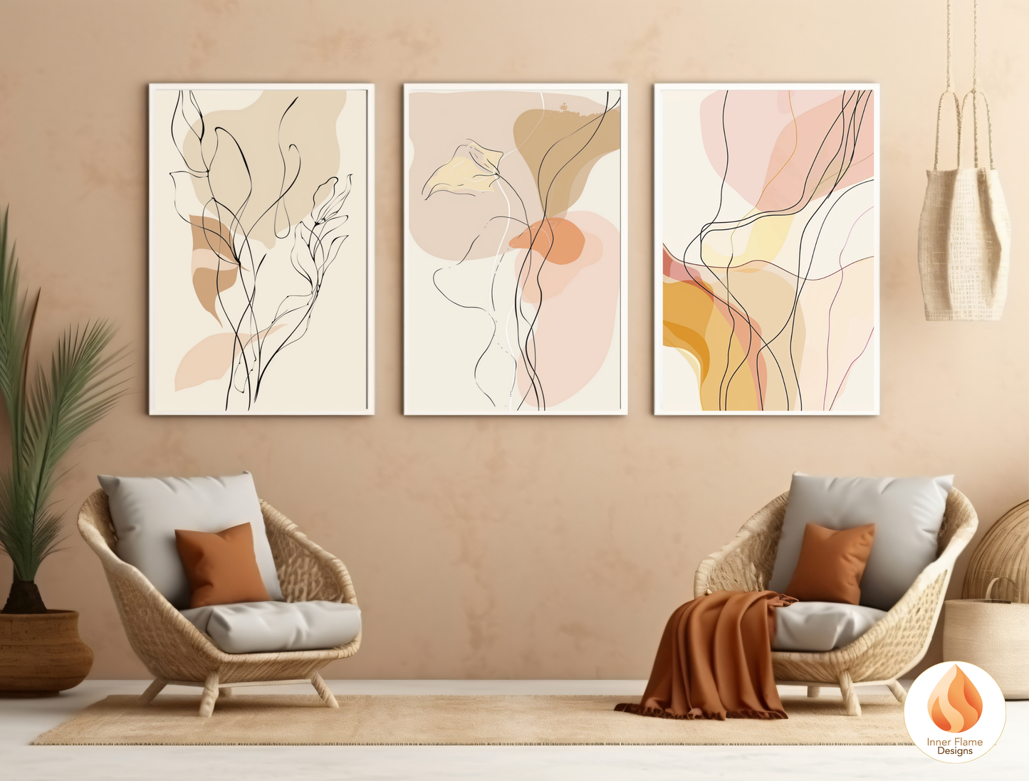 Graceful Line Art for Modern Home Design | Triptych Artwork (Series 2)