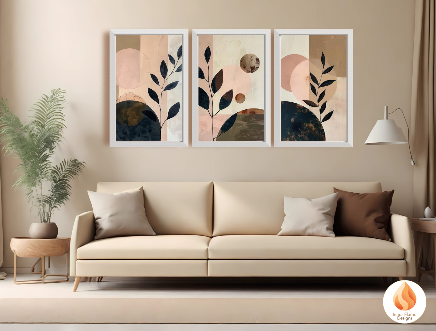 Charming Japandi Art for Modern Home Design | Triptych Artwork (Series 4)