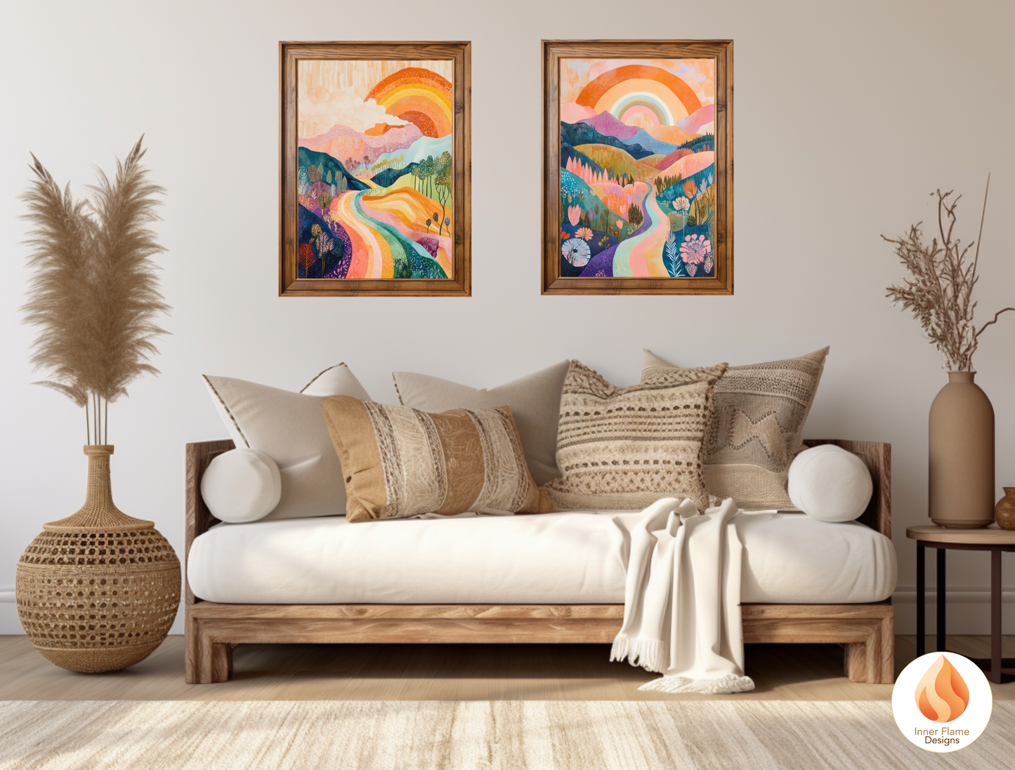 Dramatic Boho Wall Art Décor for Modern Home Design | Triptych Artwork (Series 2)