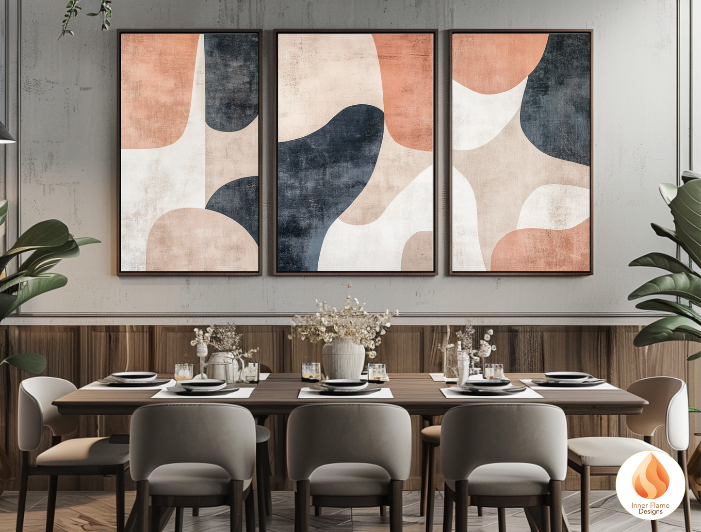 Organic Minimalist Art for Modern Home Design | Triptych Artwork