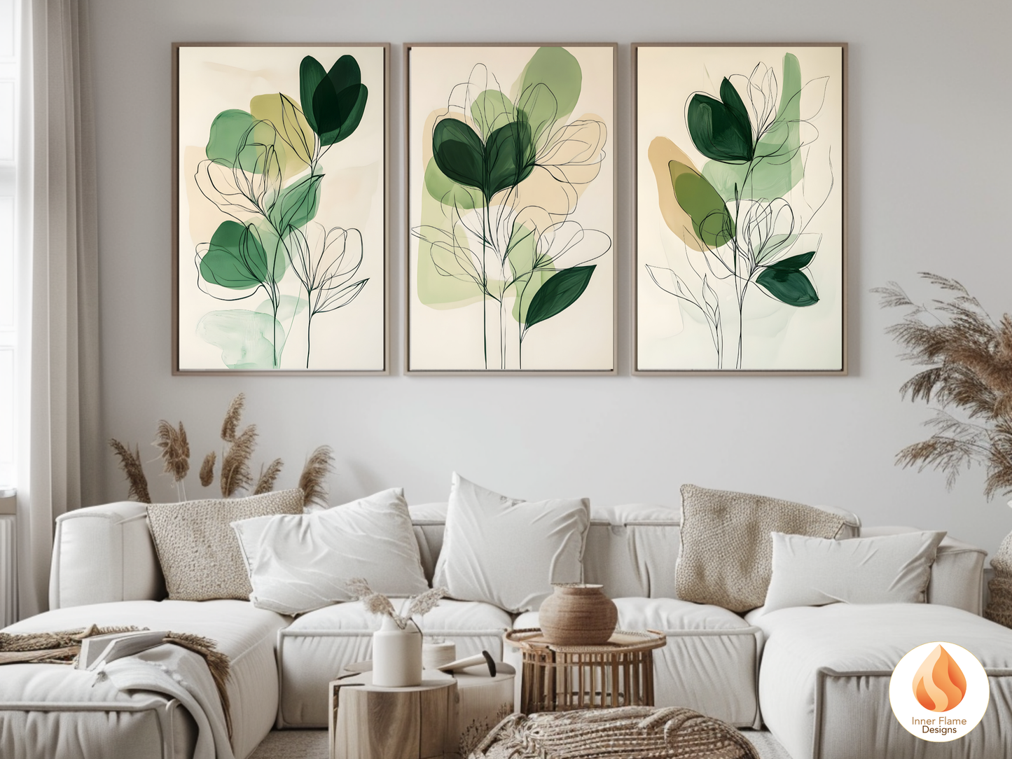Organic Line Art for Modern Home Design | Triptych Artwork