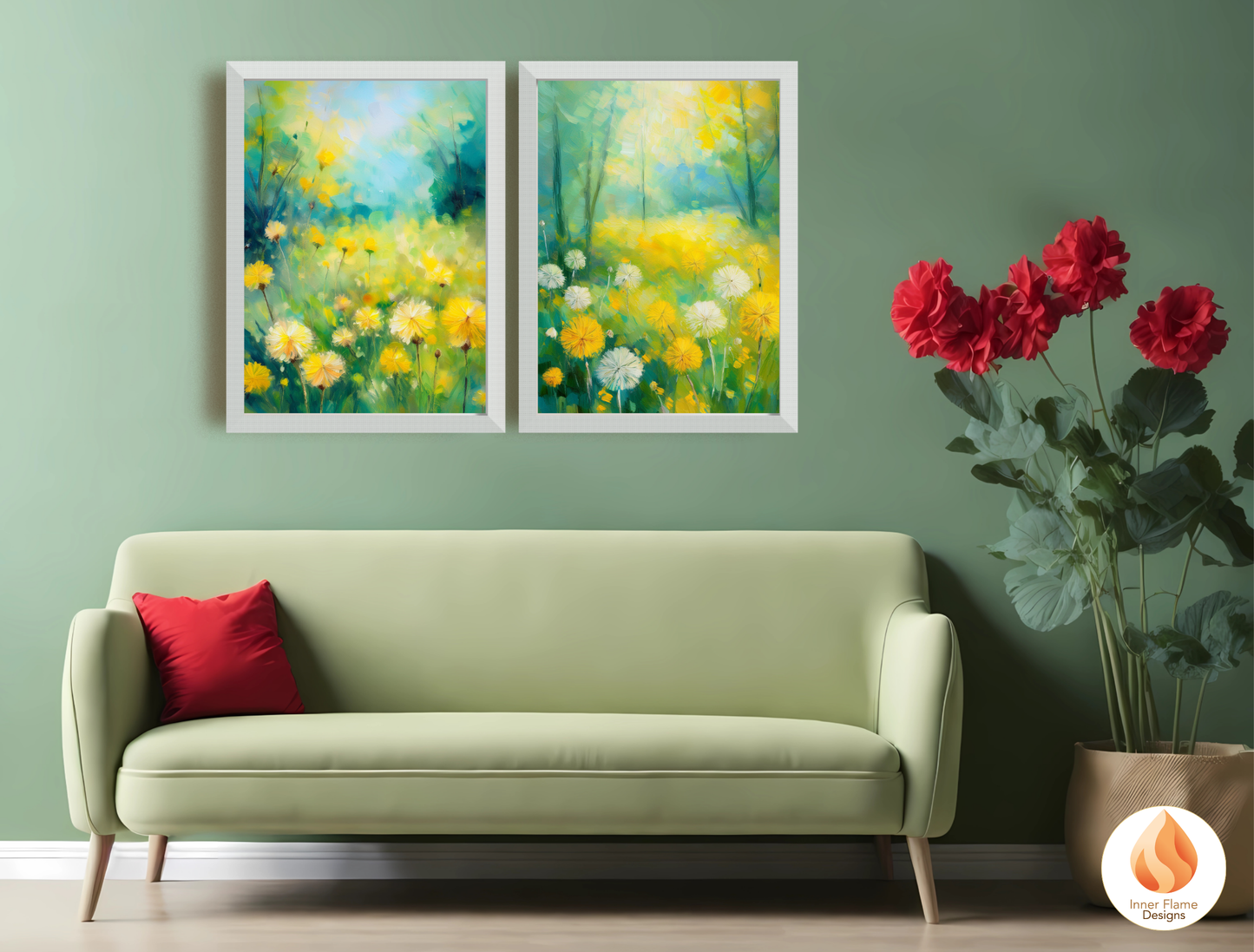 Vibrant Flower Artwork for Modern Home Design | Triptych Artwork