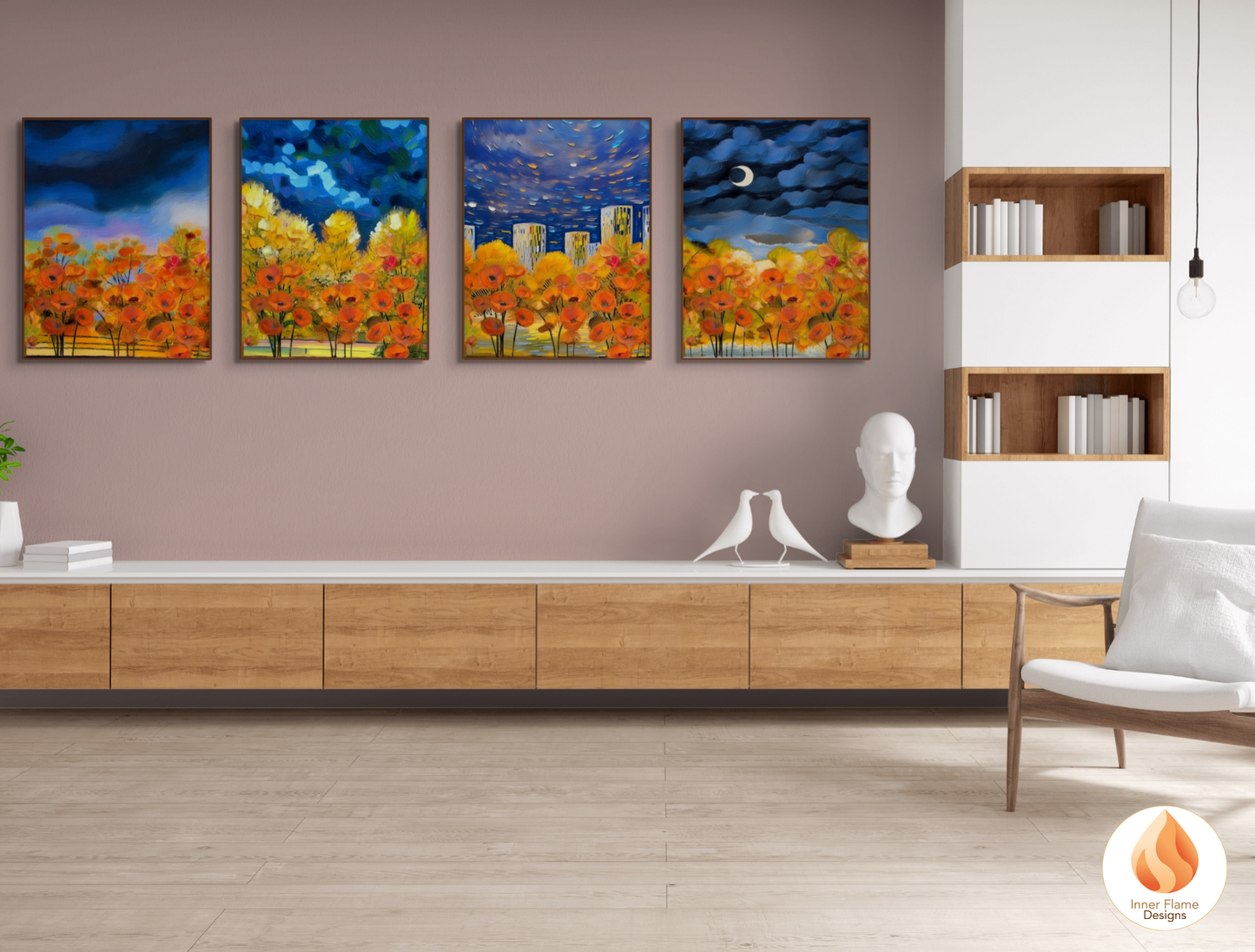 Vivid Flower Artwork for Modern Home Design | Four Piece Artwork