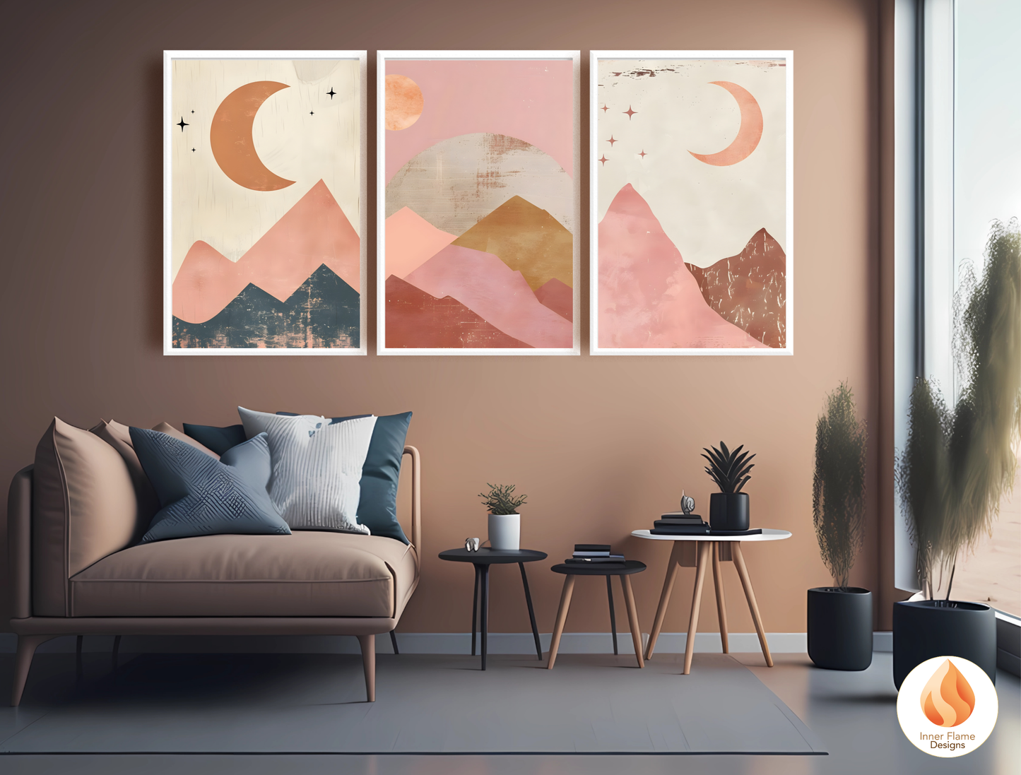Soothing Boho Wall Art Décor for Modern Home Design | Triptych Artwork (Series 3)