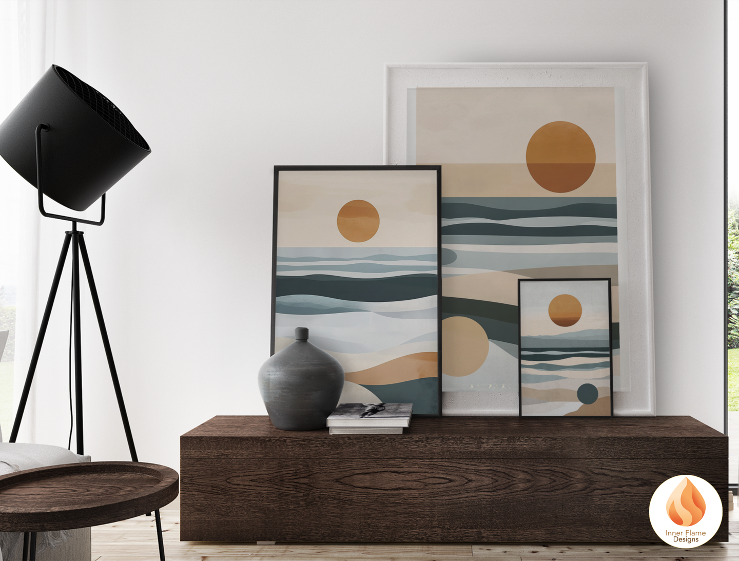 Serene Japandi Art for Modern Home Design | Triptych Artwork