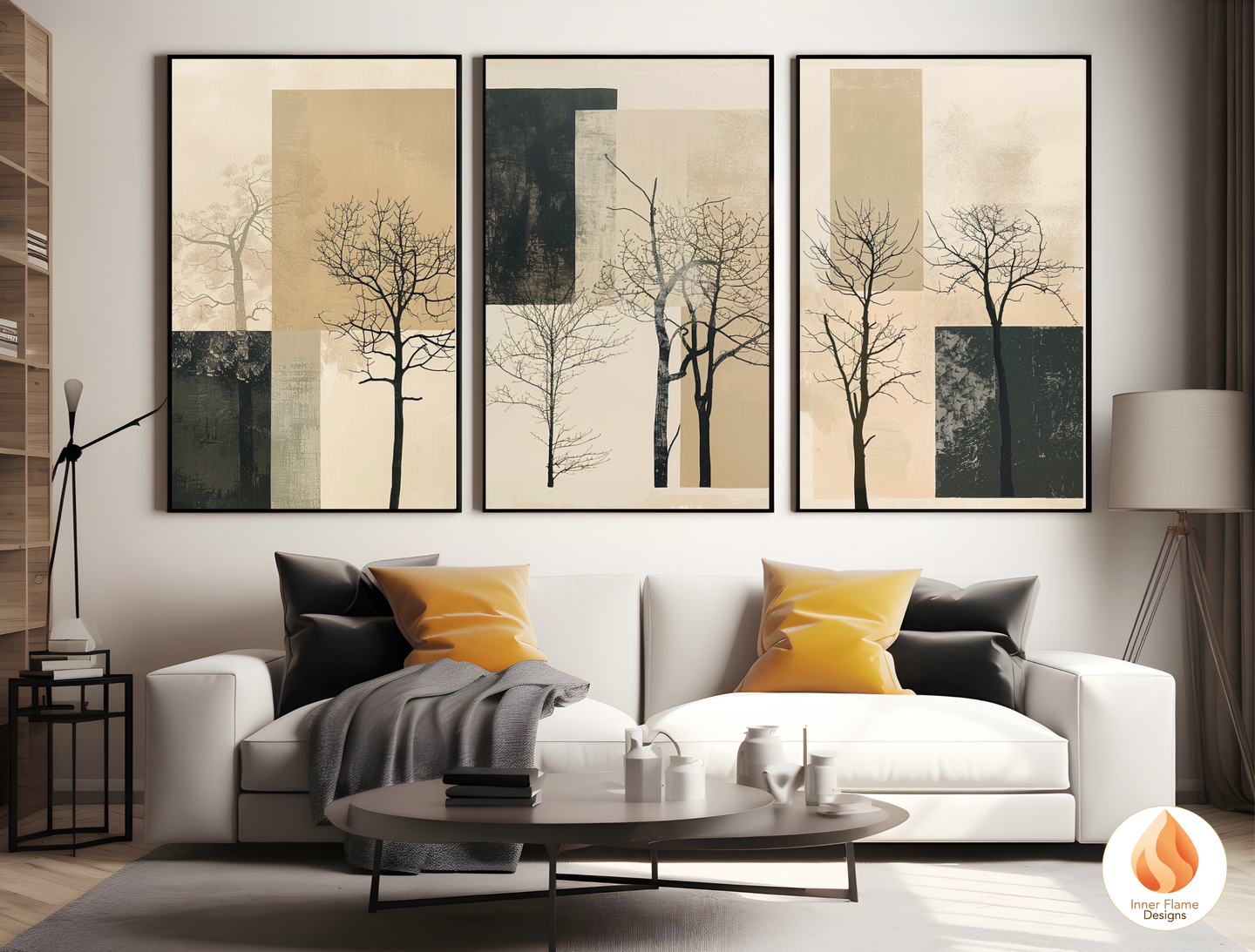 Delicate Japandi Art for Modern Home Design | Triptych Artwork