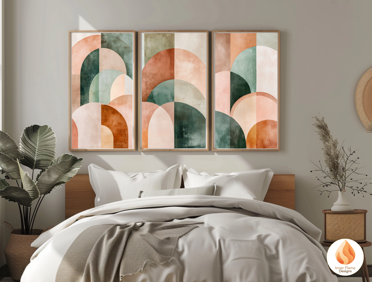Harmonious Boho Wall Art Décor for Modern Home Design | Triptych Artwork