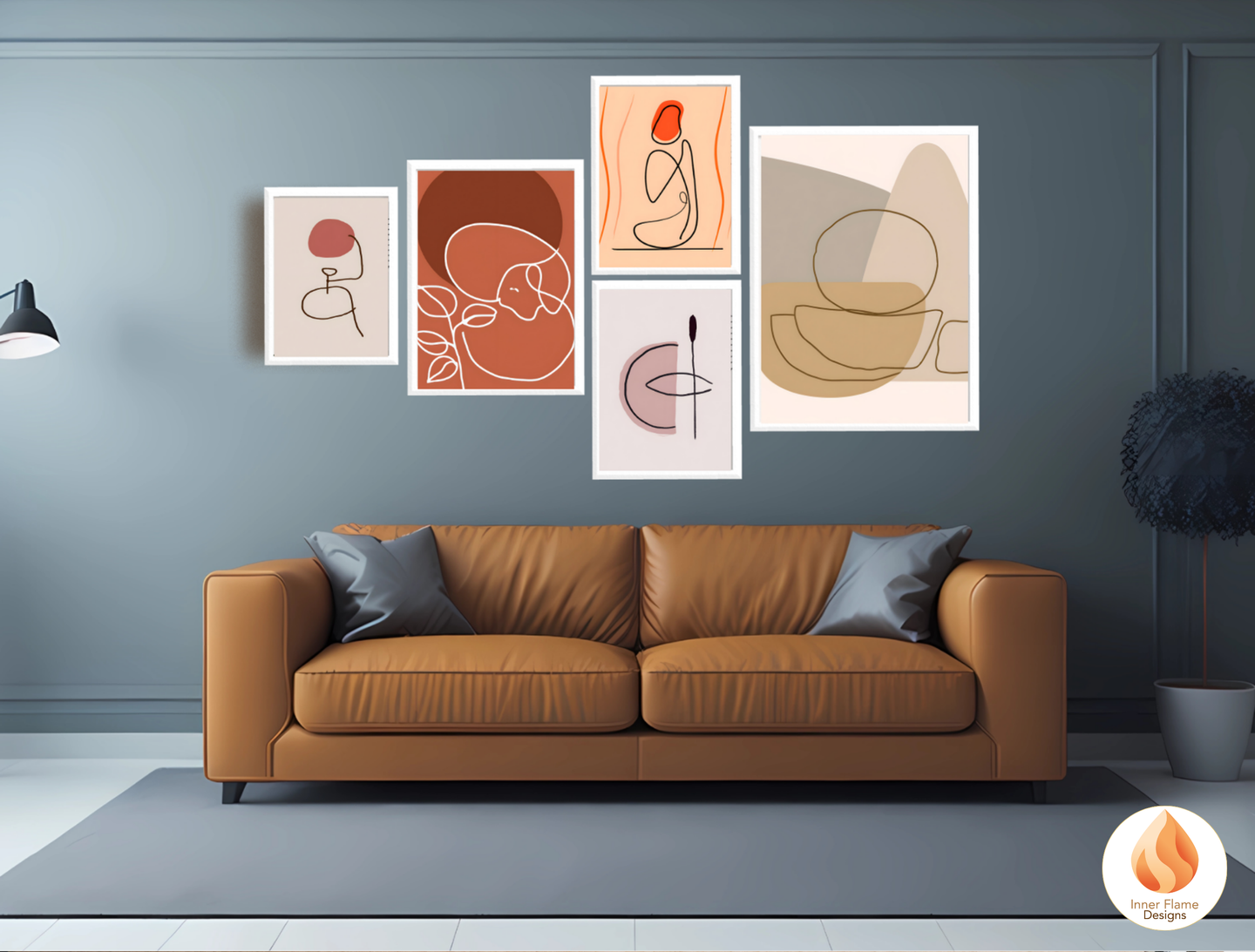 Eclectic Line Art for Modern Home Design | Triptych Artwork