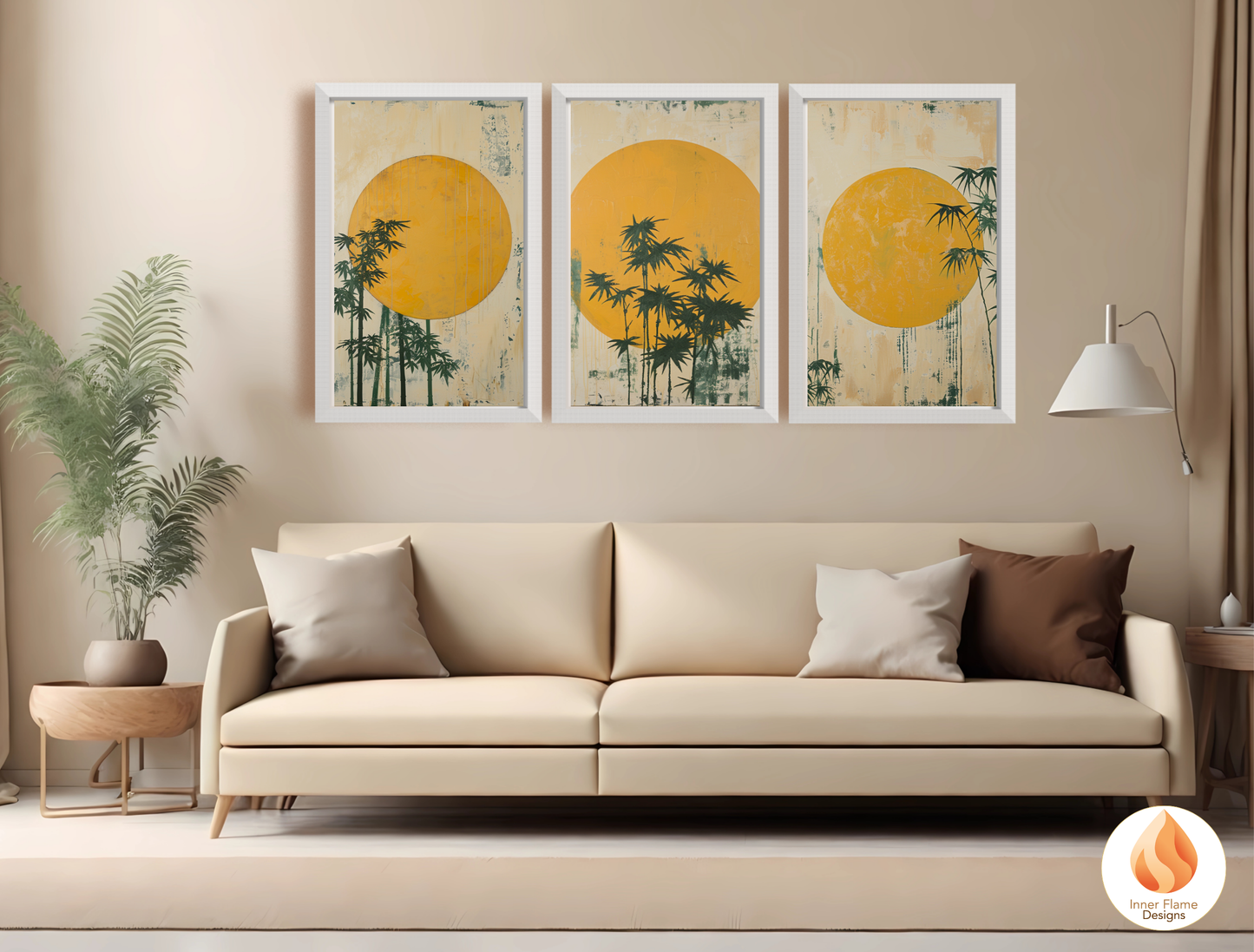 Tranquil Japandi Art for Modern Home Design | Triptych Artwork (Series 1)