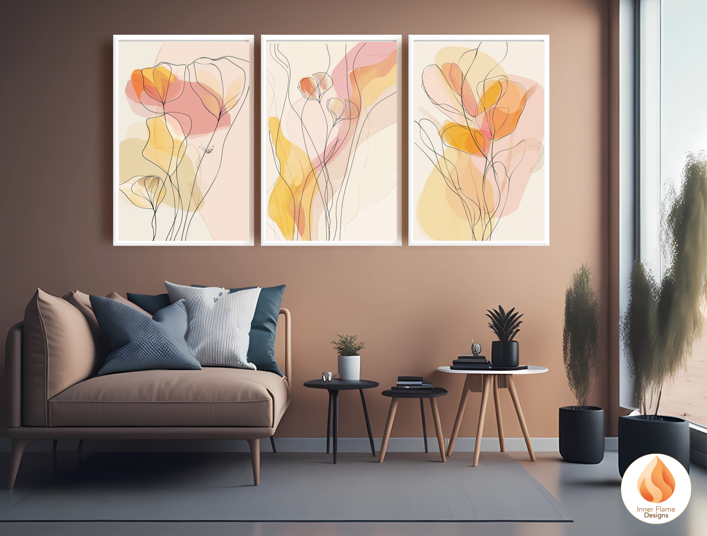Graceful Line Art for Modern Home Design | Triptych Artwork (Series 3)