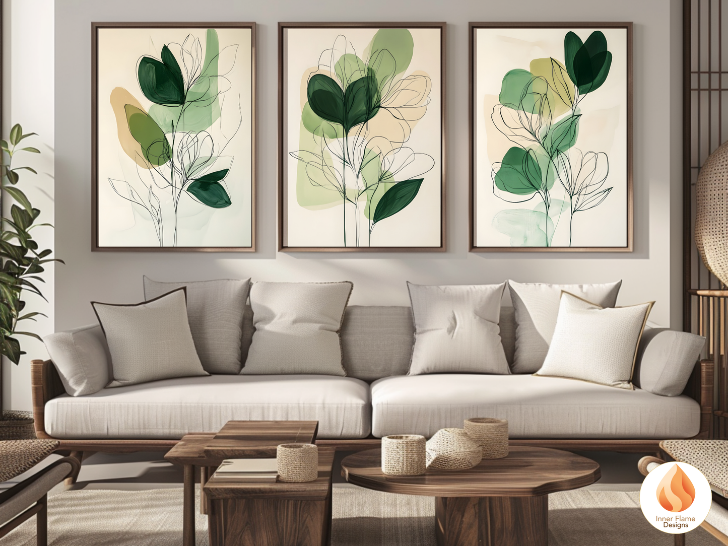 Organic Line Art for Modern Home Design | Triptych Artwork