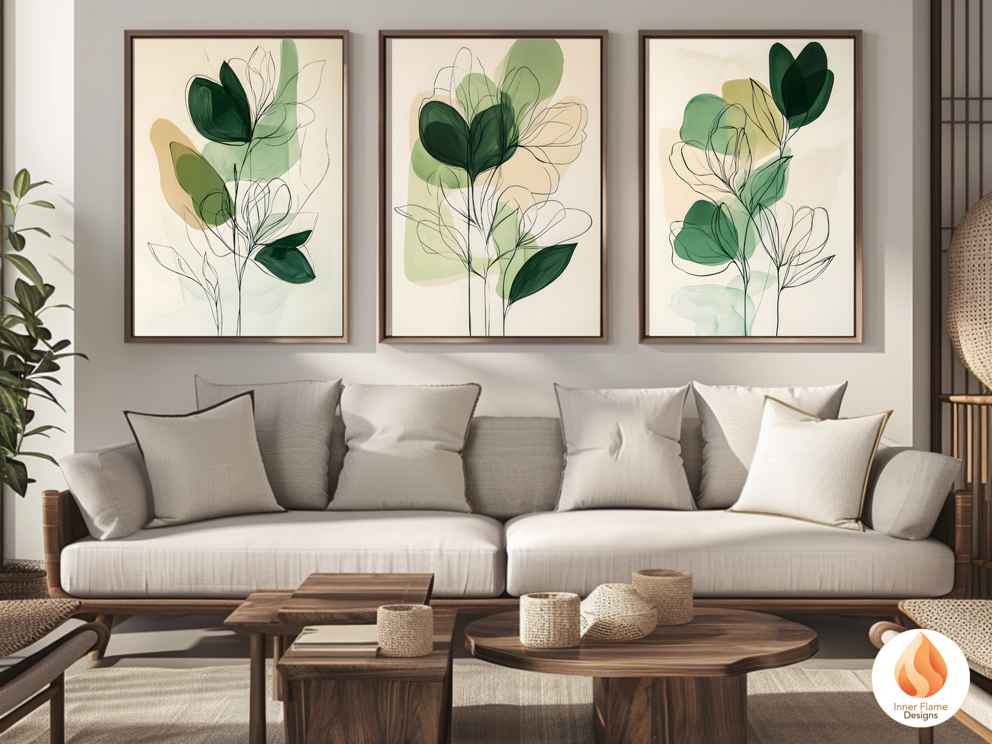 Organic Line Art for Modern Home Design | Triptych Artwork