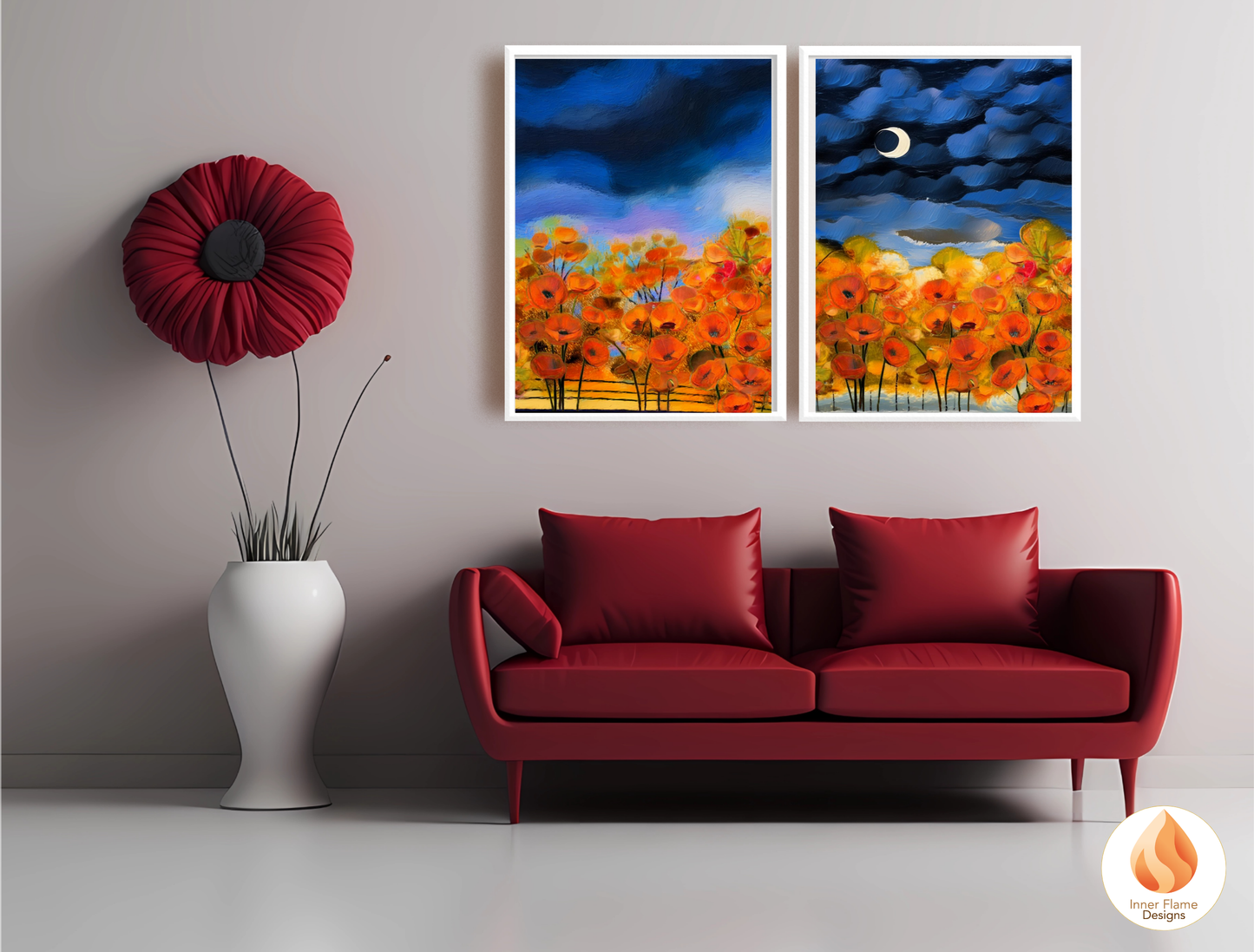 Vivid Flower Artwork for Modern Home Design | Four Piece Artwork