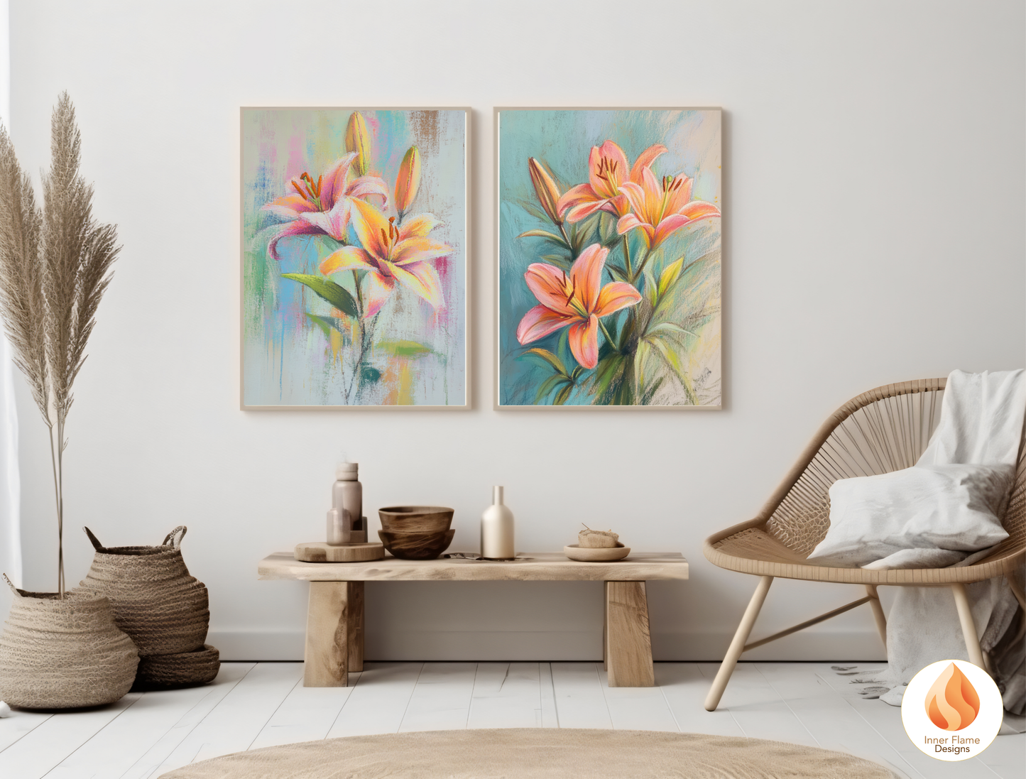 Delicate Flower Artwork for Modern Home Design | Four Piece Artwork