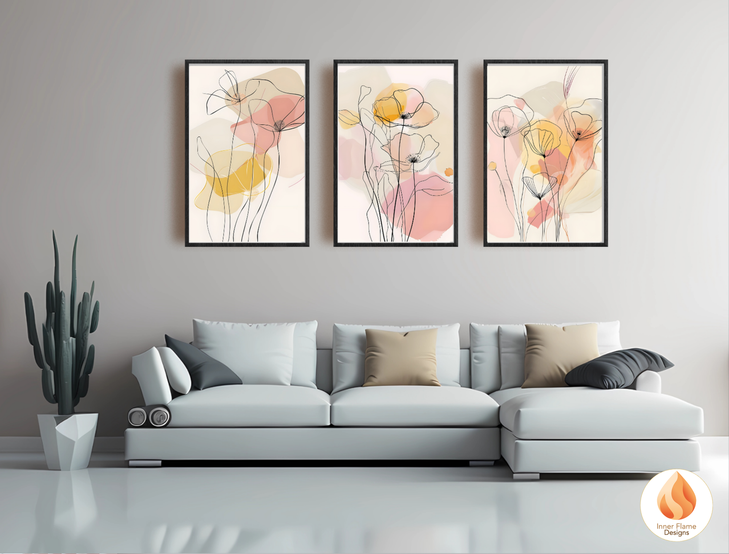 Graceful Line Art for Modern Home Design | Triptych Artwork (Series 4)