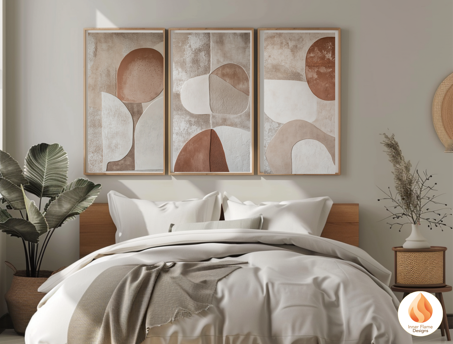 Earthy Minimalist Art for Modern Home Design | Triptych Artwork