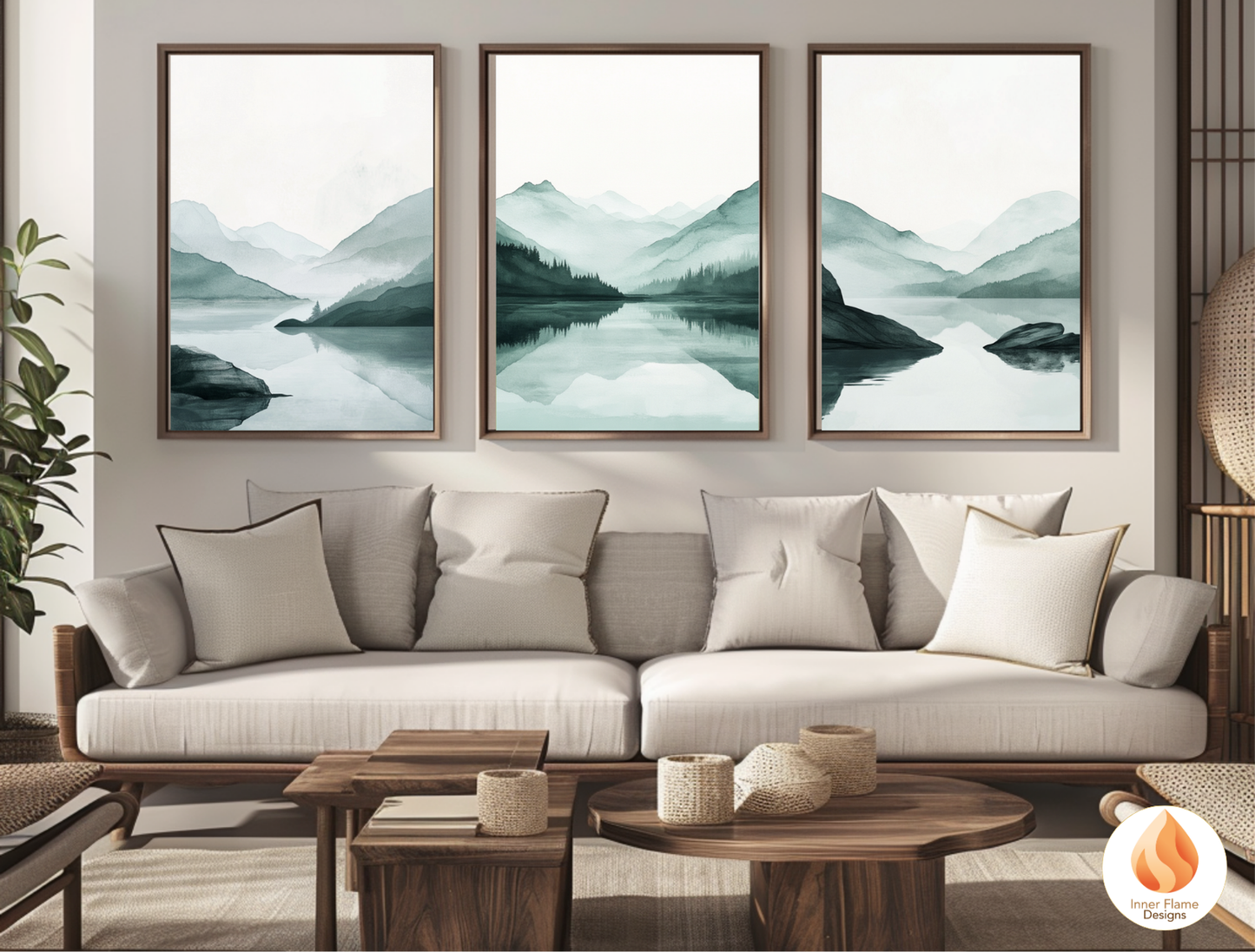 Meditative Japandi Art for Modern Home Design | Triptych Artwork
