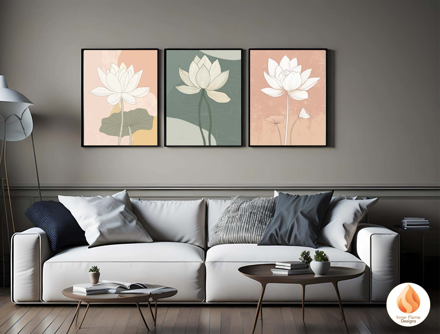 Subtle Japandi Art for Modern Home Design | Triptych Artwork (Series 3)
