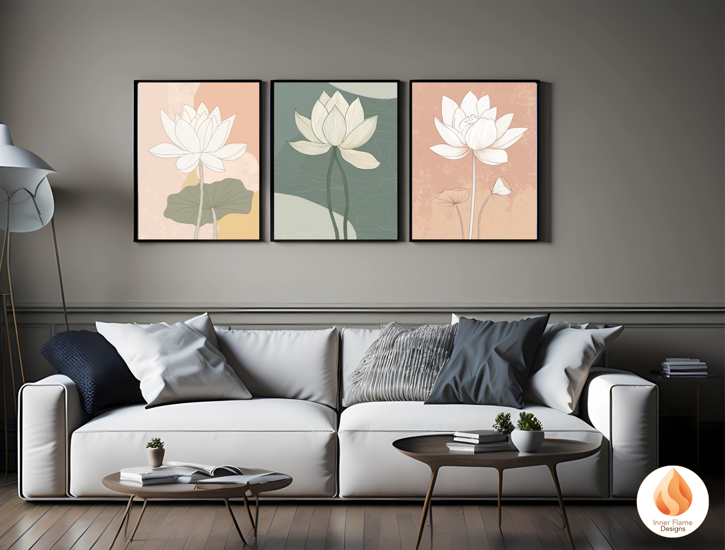 Subtle Japandi Art for Modern Home Design | Triptych Artwork (Series 3)