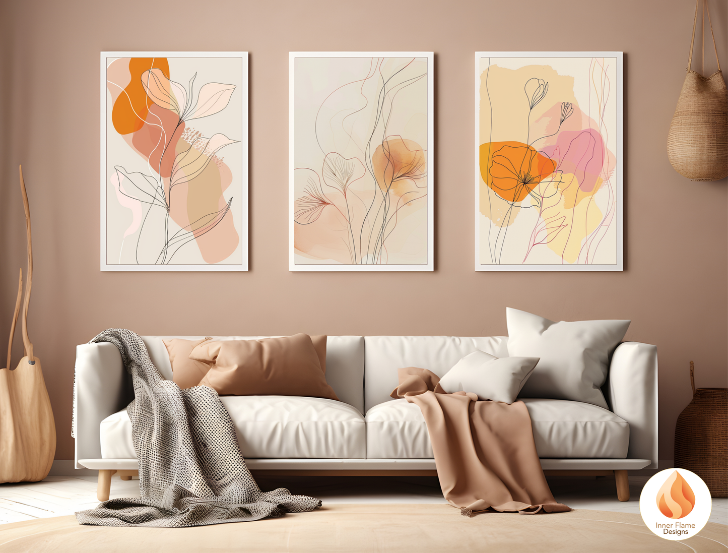 Graceful Line Art for Modern Home Design | Triptych Artwork (Series 1)