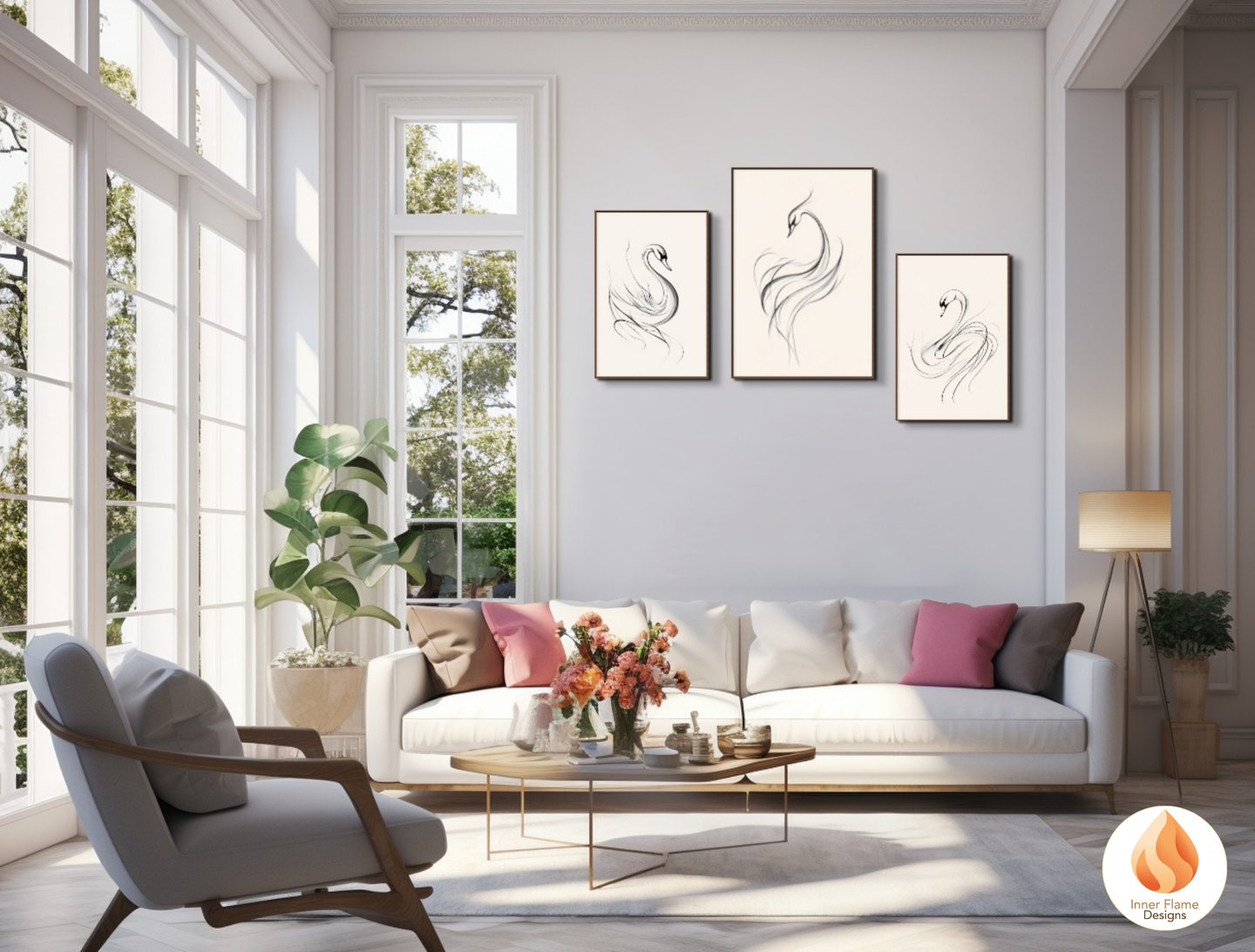 Delicate Line Art for Modern Home Design | Triptych Artwork