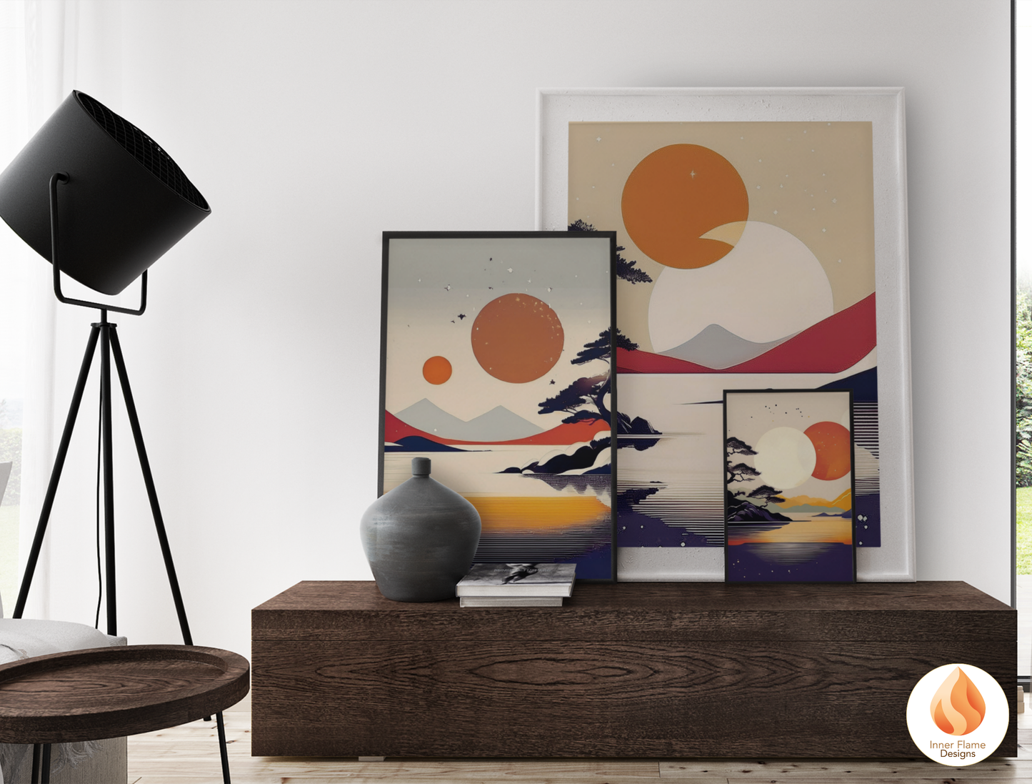 Striking Japandi Art for Modern Home Design | Triptych Artwork