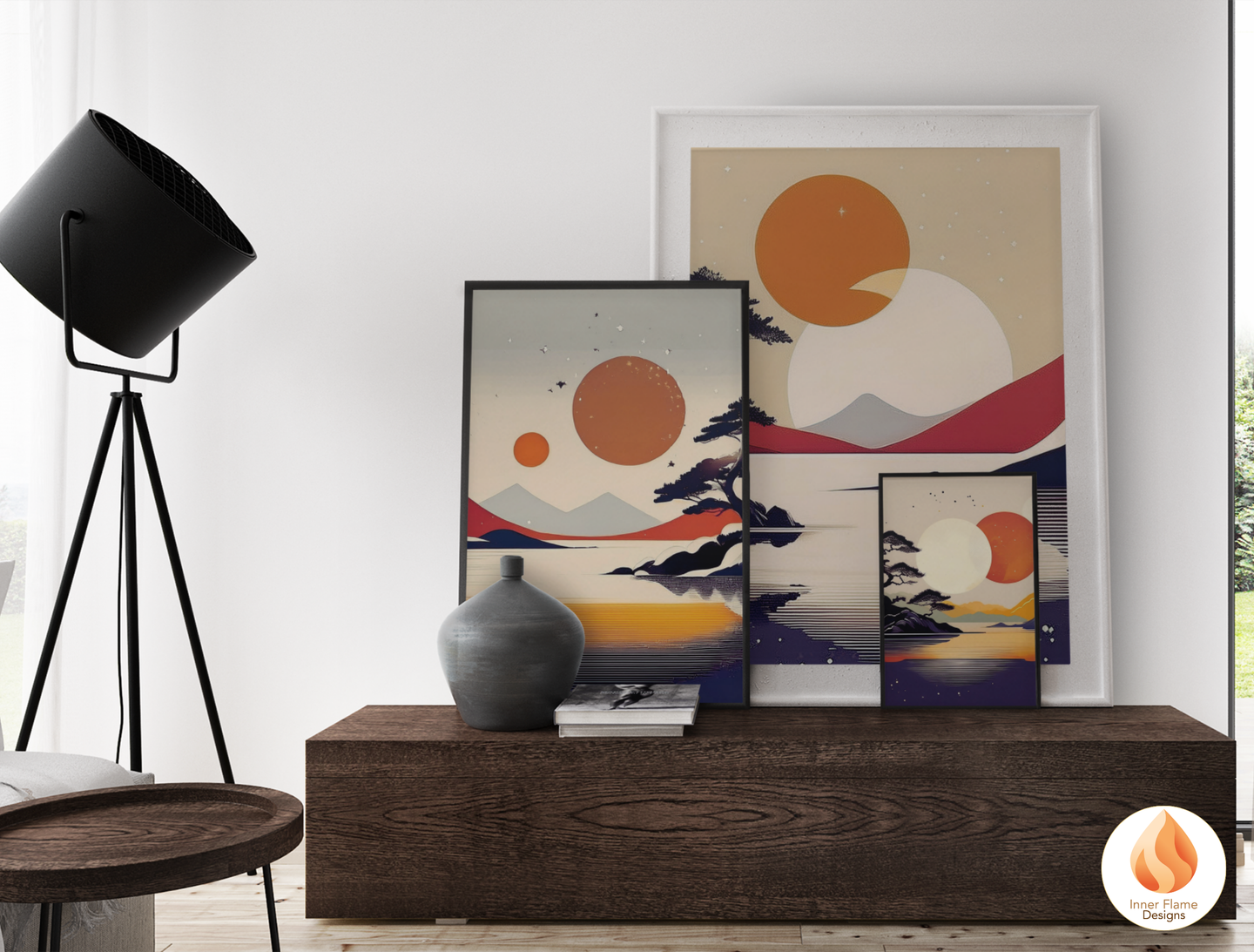 Striking Japandi Art for Modern Home Design | Triptych Artwork