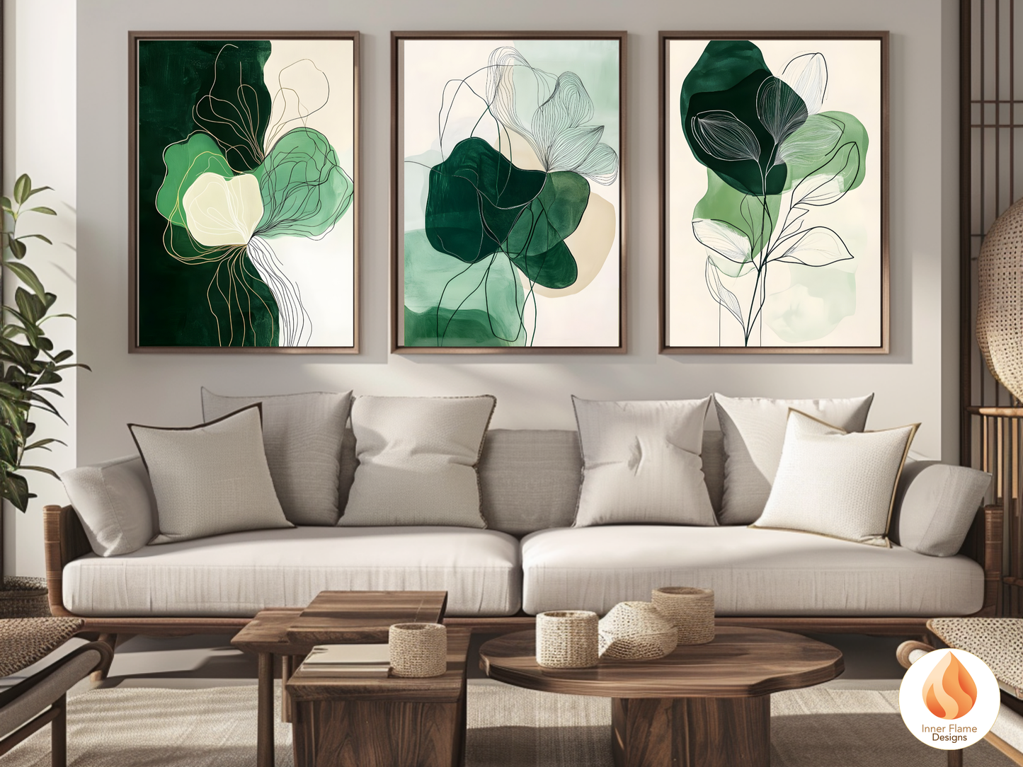 Bold Line Art for Modern Home Design | Triptych Artwork