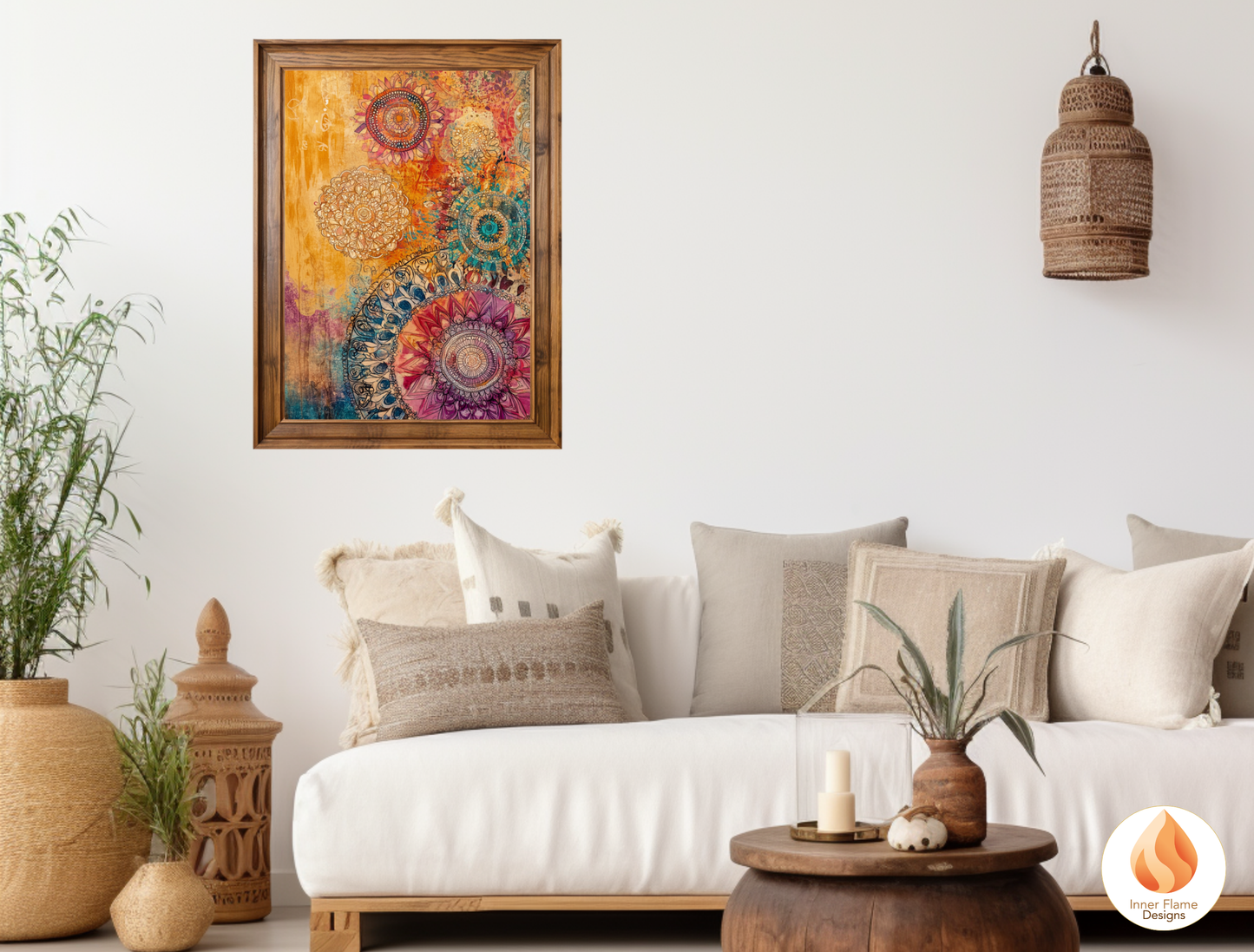 Kaleidoscopic Boho Wall Art Décor for Modern Home Design | Triptych Artwork