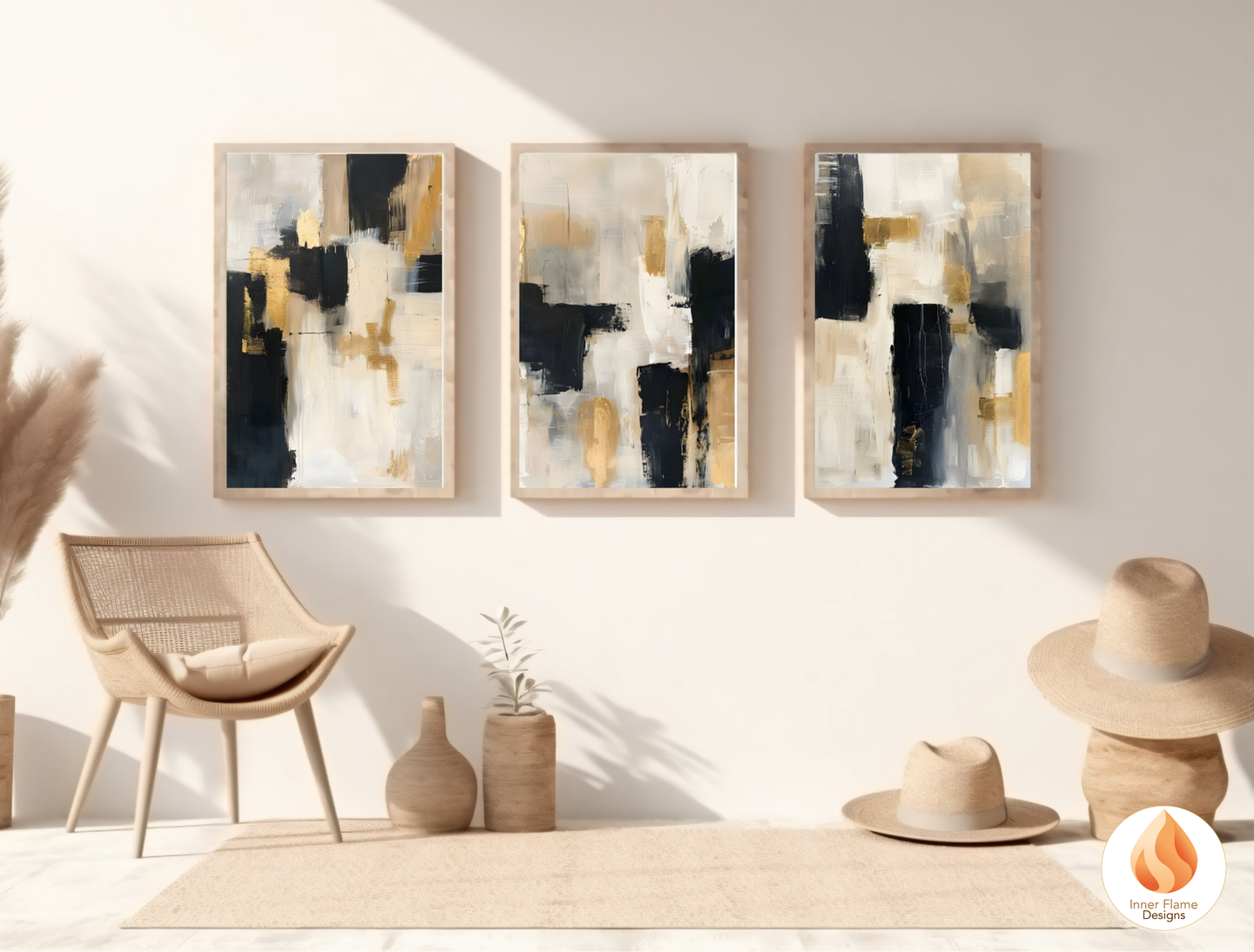 Sophisticated Minimalist Art for Modern Home Design | Triptych Artwork