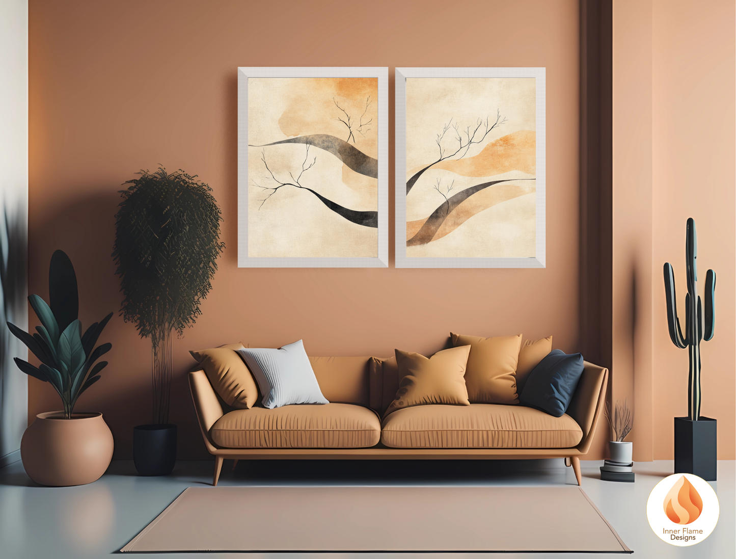 Refined Japandi Art for Modern Home Design | Triptych Artwork