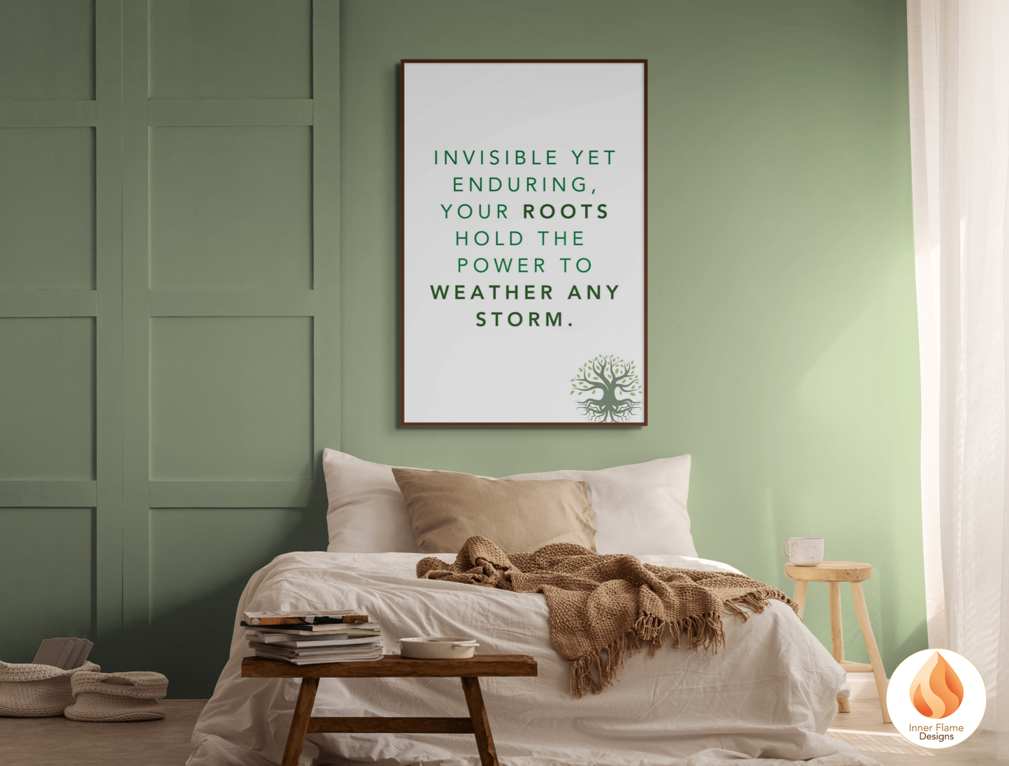 Motivational Poster with Nature-Inspired Quote 3 - "Invisible Yet Enduring, Your Roots Hold The Power To Weather Any Storm"