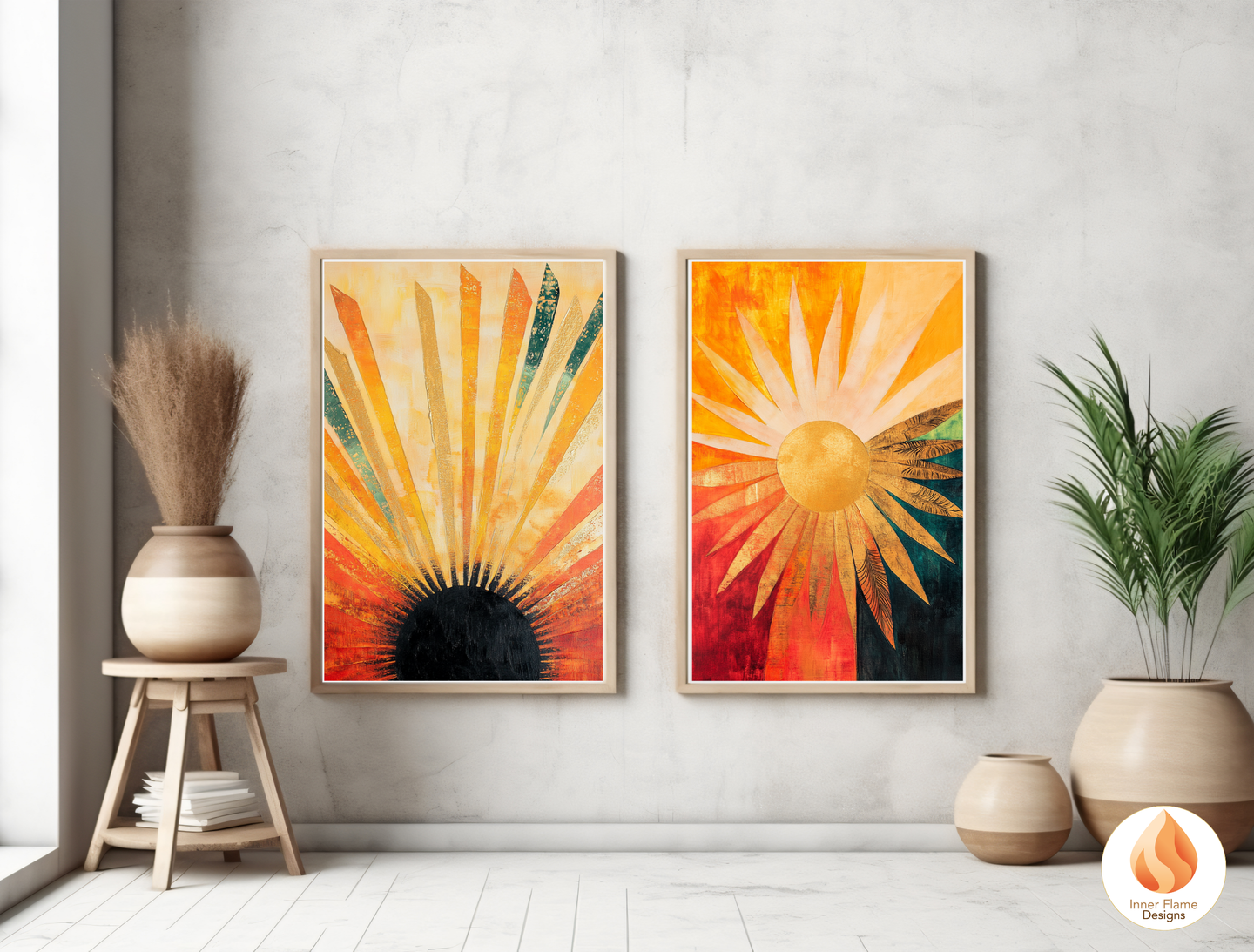 Vivid Cosmic Boho Wall Art Décor for Modern Home Design | Triptych Artwork (Series 1)