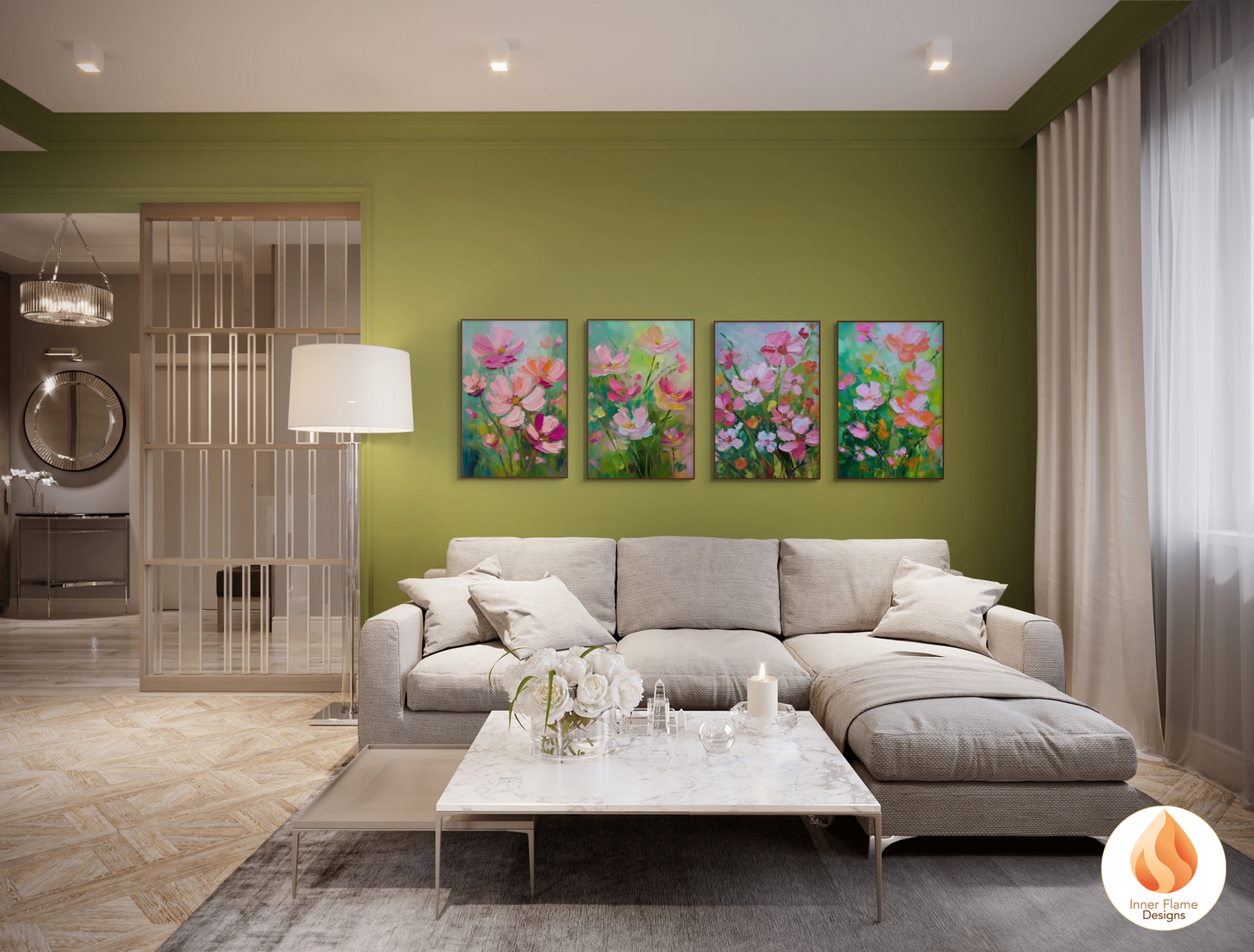 Captivating Flower Artwork for Modern Home Design | Four Piece Artwork