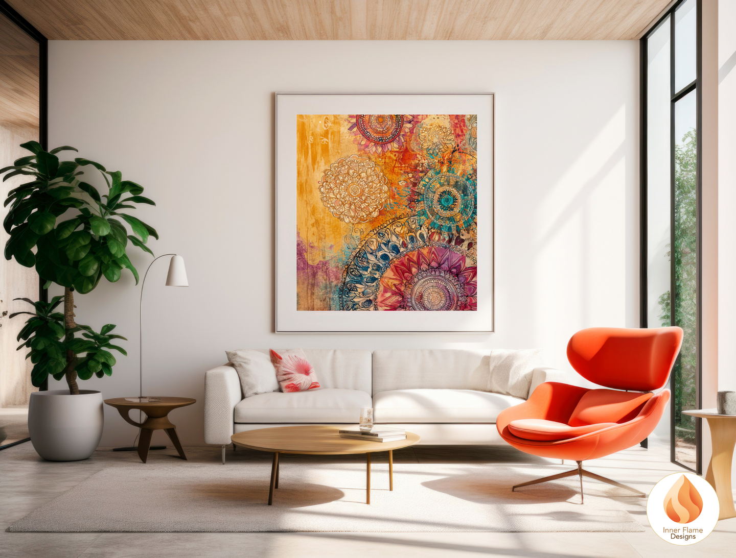 Kaleidoscopic Boho Wall Art Décor for Modern Home Design | Triptych Artwork