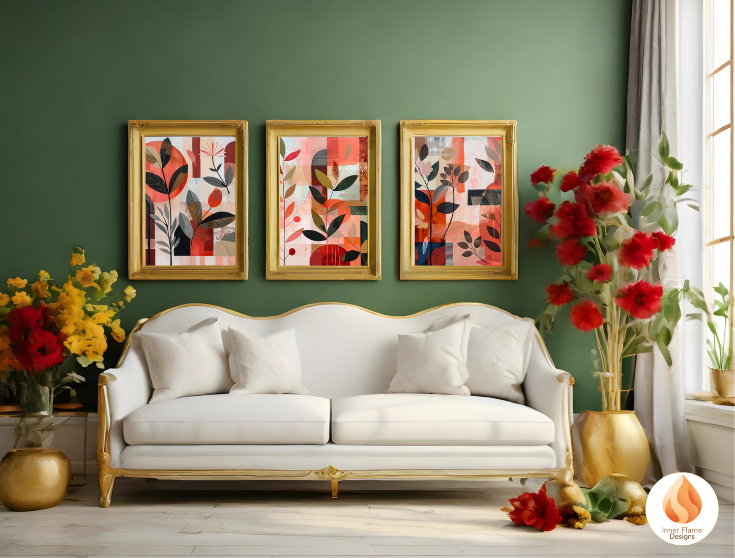 Modern Boho Wall Art Décor for Modern Home Design | Triptych Artwork (Series 2)