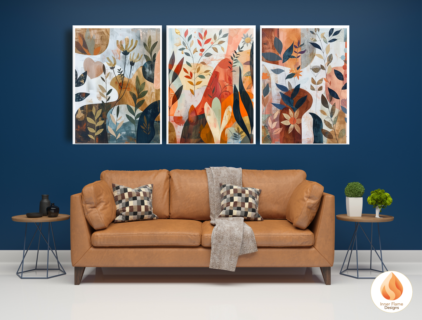 Modern Boho Wall Art Décor for Modern Home Design | Triptych Artwork (Series 3)