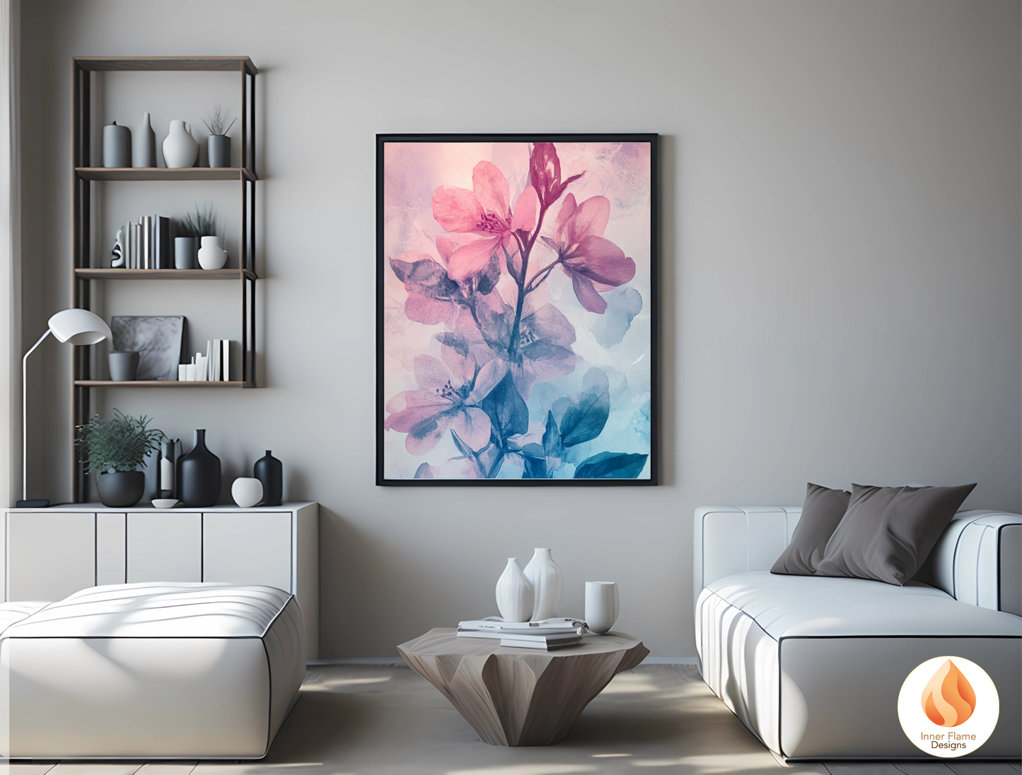 Romantic Flower Artwork for Modern Home Design | Triptych Artwork
