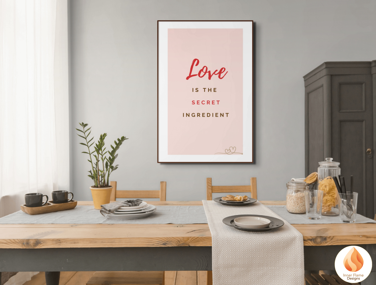 Motivational Poster with Quote on Family and Togetherness 2 - "Love Is The Secret Ingredient"