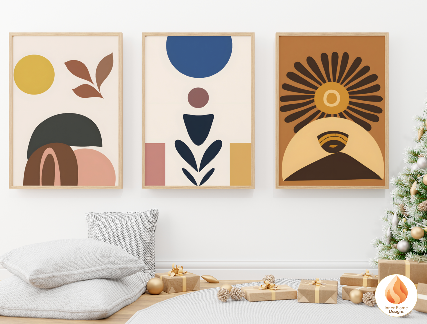 Eclectic Boho Wall Art Décor for Modern Home Design | Triptych Artwork (Series 1)