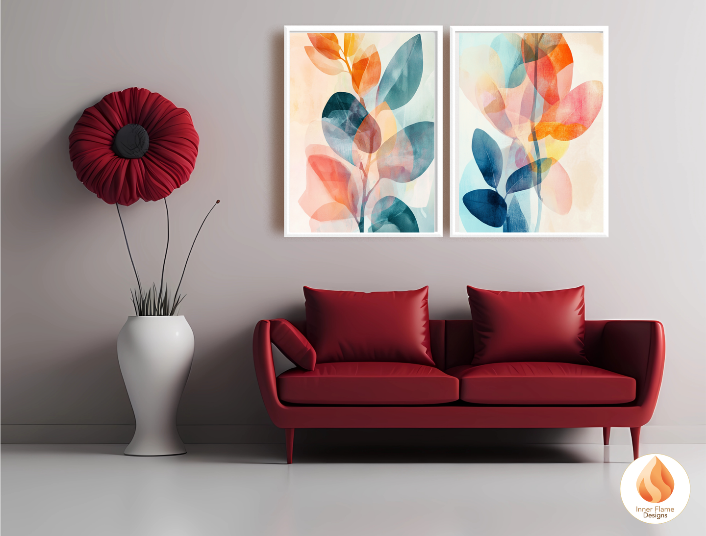Refreshing Flower Artwork for Modern Home Design | Triptych Artwork