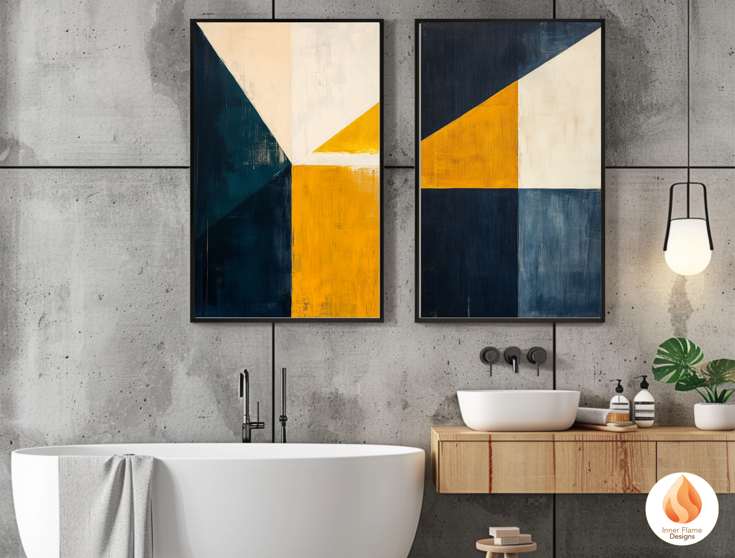 Edgy Geometric Artwork for Modern Home Design | Triptych Artwork