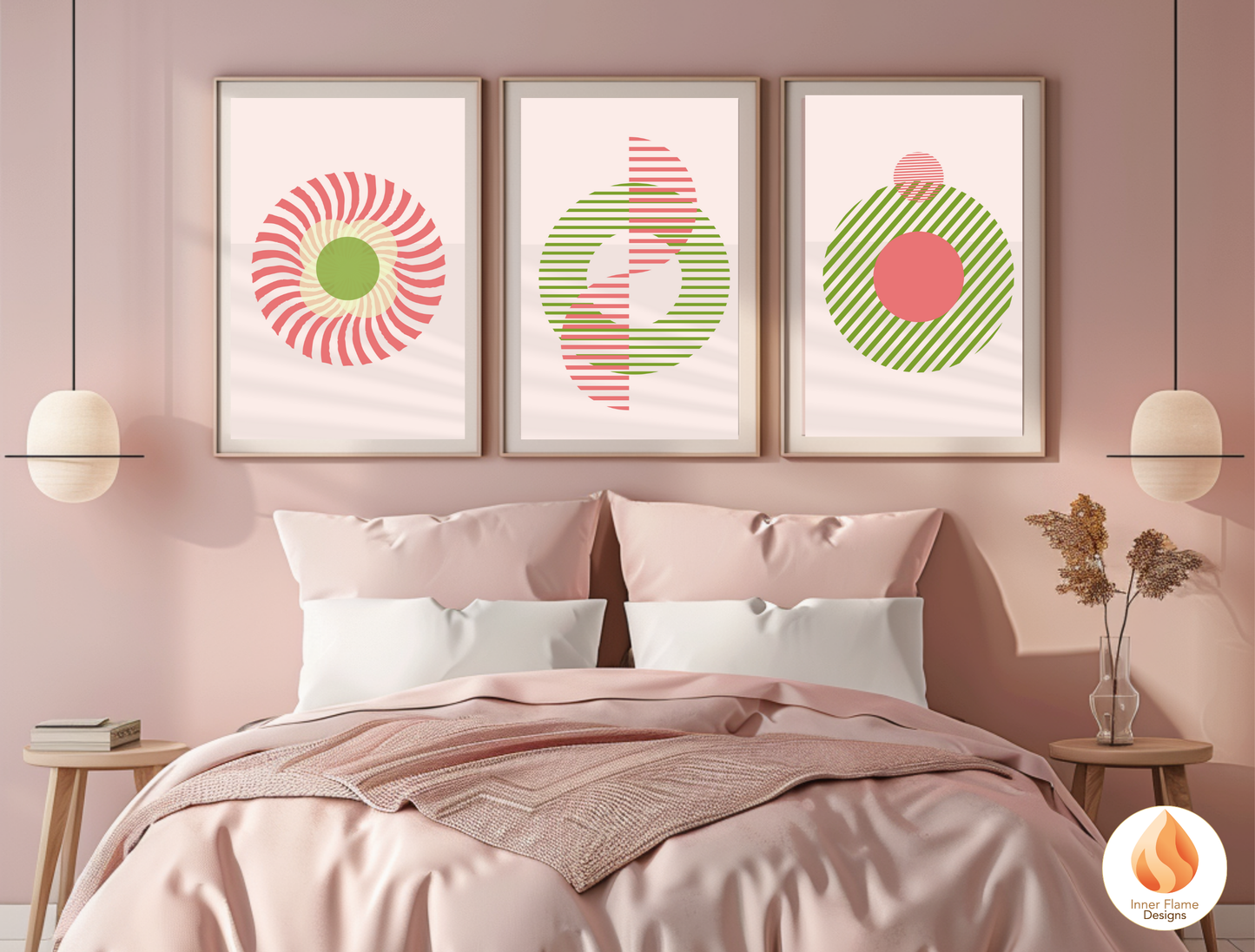 Playful Geometric Artwork for Modern Home Design | Triptych Artwork