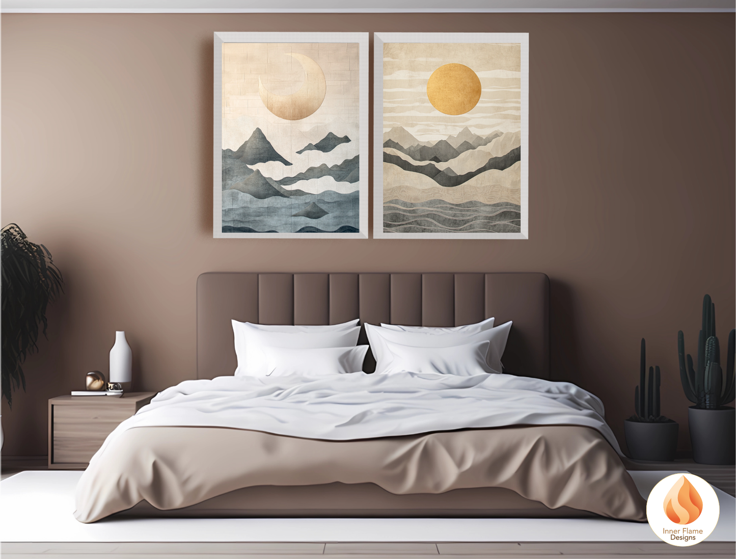 Poetic Japandi Art for Modern Home Design | Diptych Artwork
