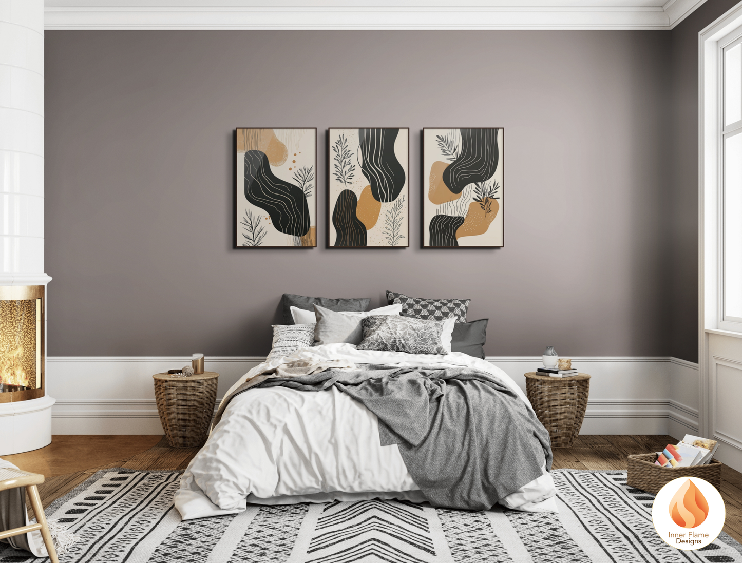 Organic Botanical Art for Modern Home Design | Triptych Artwork