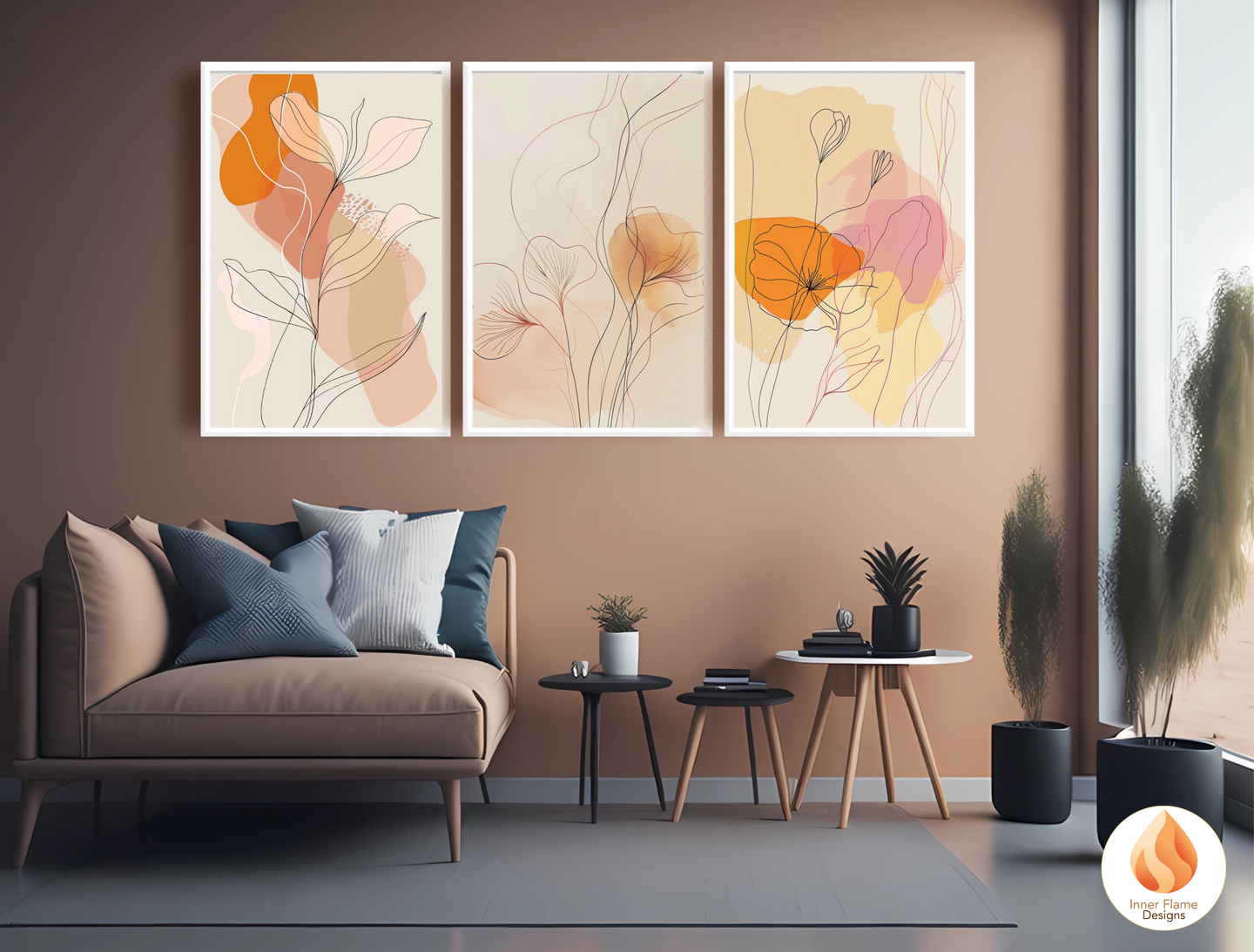 Graceful Line Art for Modern Home Design | Triptych Artwork (Series 1)