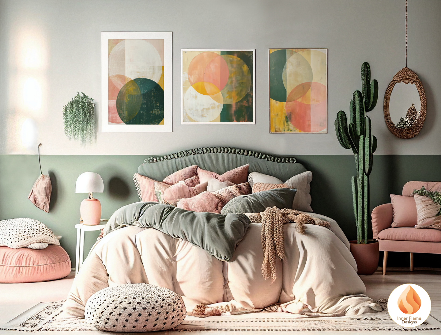 Elegant Geometric Artwork for Modern Home Design | Triptych Artwork