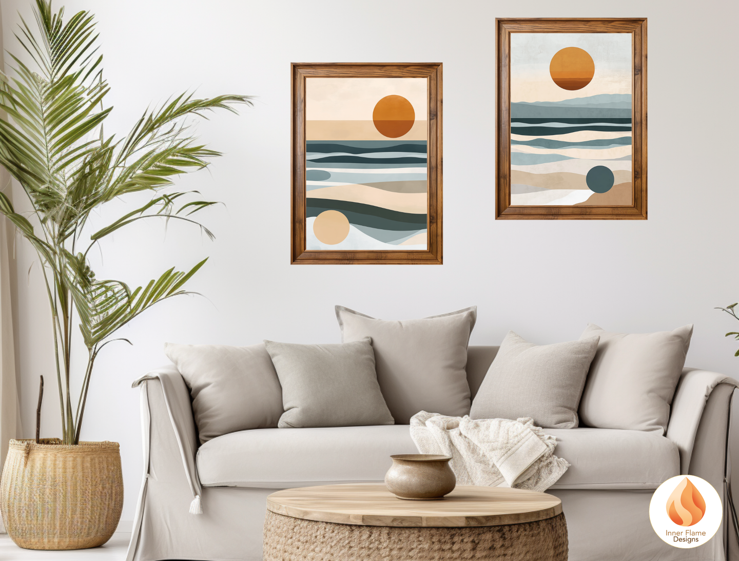 Serene Japandi Art for Modern Home Design | Triptych Artwork